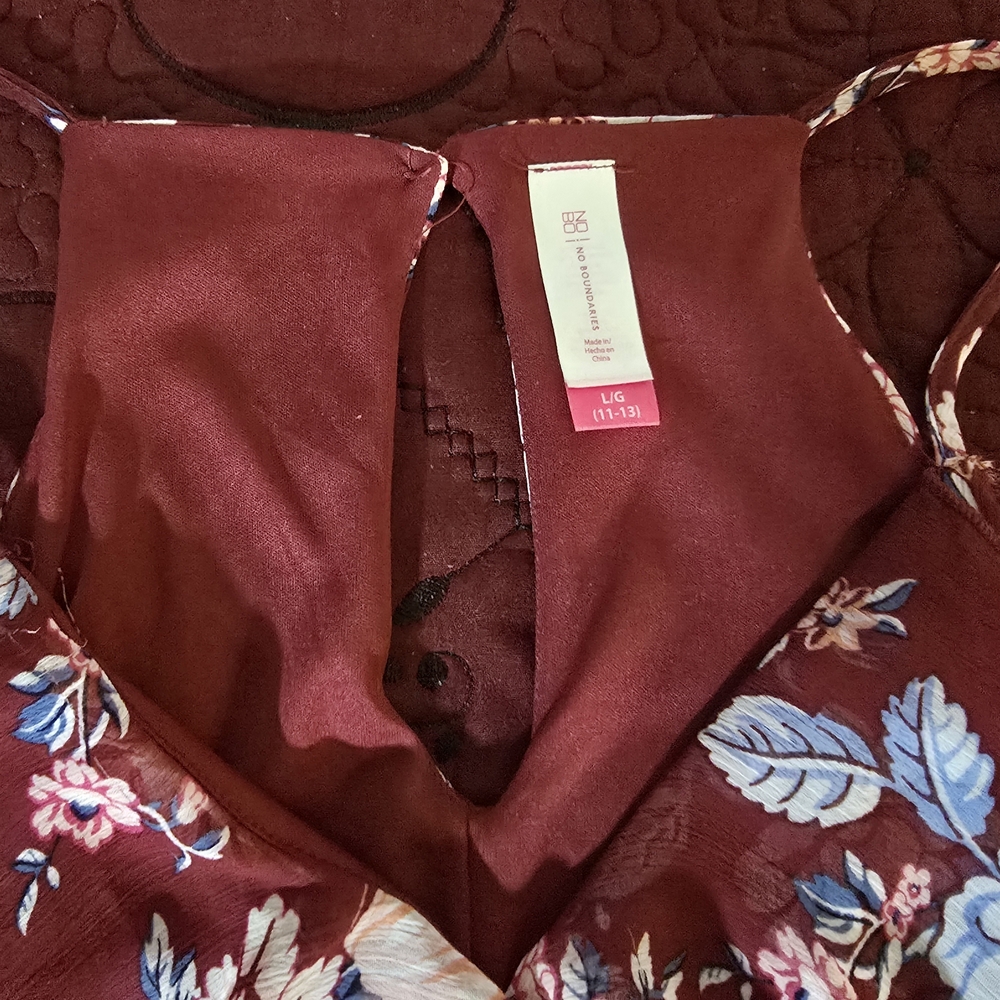 No Boundaries Burgundy Floral Ruffle Dress - Picture 3 of 9